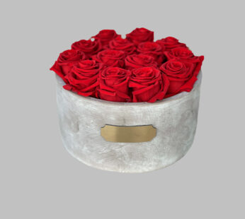 Цементная ваза с красной розой