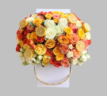 Roses And Lemons Boxed Arrangement