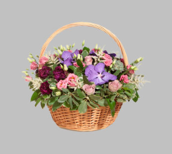 «Basket with orchids and eustoma»